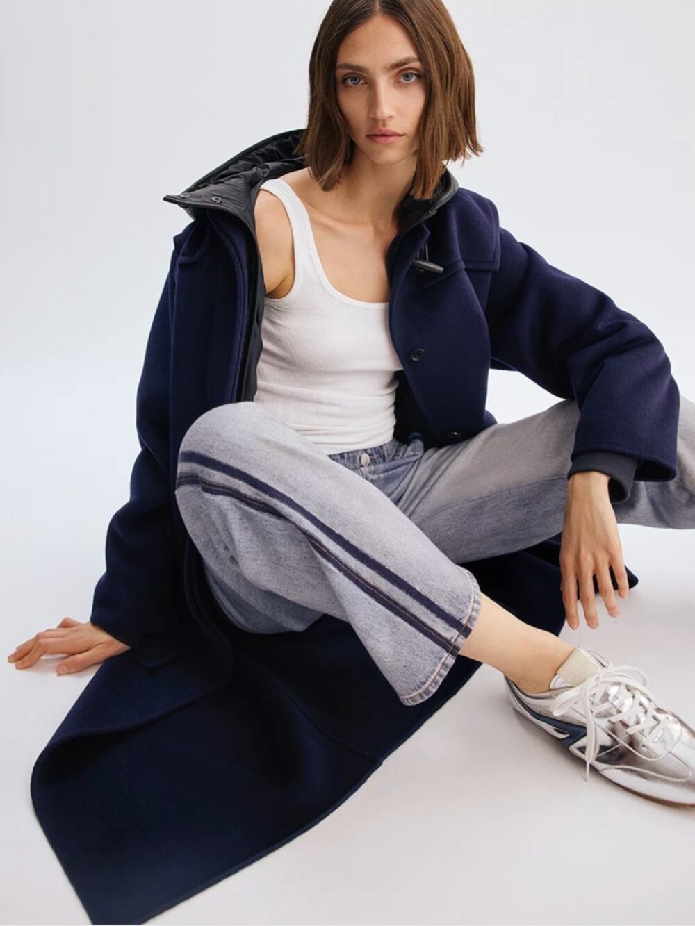 Rag & Bone - Miramar Terry Wide Leg Track Pants - Color: Blue Coney - Size Large - Picture 3 of 8
